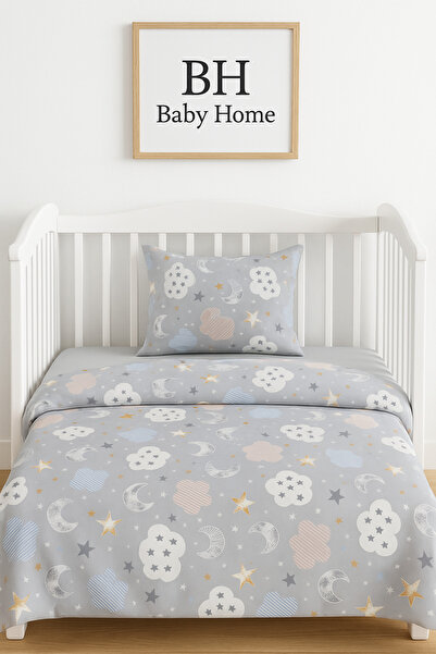 BH BABY HOME Bh%Babyhome %100 Cotton Baby Bedding Set (80X120 Duvet Cover, 45X35 Pillow Case, 120X150 Bed Sheet)