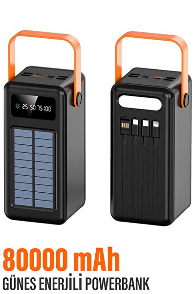 EXENAR Güneş Enerjili 80.000 mAh Powerbank Kamp Ledli Işıklı Powerbank Kendin...