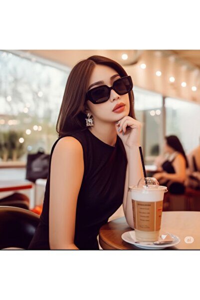 Manu Collection Women's Black Trend Uv 400 Filter Protection Glasses with Case