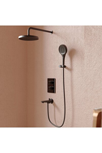 Creavit Termostatik 2 yollu Ankastre Duş Bataryası Mat Siyah
