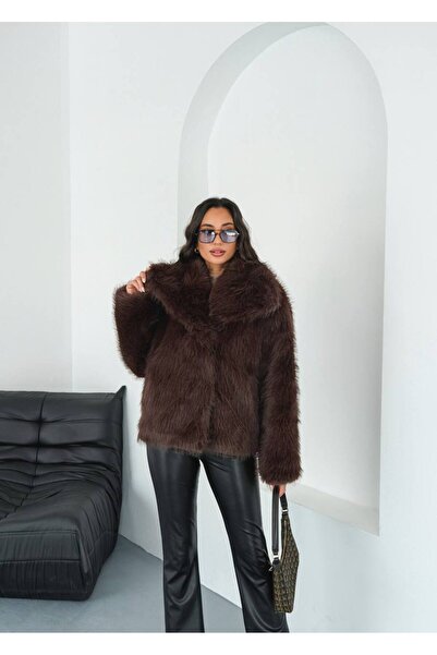 Miss Beyoğlu Kadın Oversize Suni Kürk Mont – Siyah, Beyaz, Gri, Antrasit, Güm...