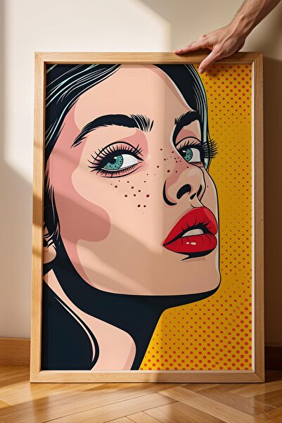 Saturn Pop Art Woman Portrait Framed Painting - Pop Art Poster Painting