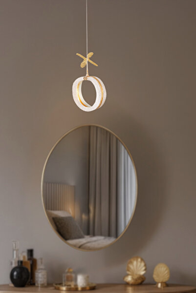 Fer Avize Ecrin Tekli Modern Led Avize Gold Renk Kristal Görünüm Gün Işığı Enerji Tasarruflu Hol Yemek Odası