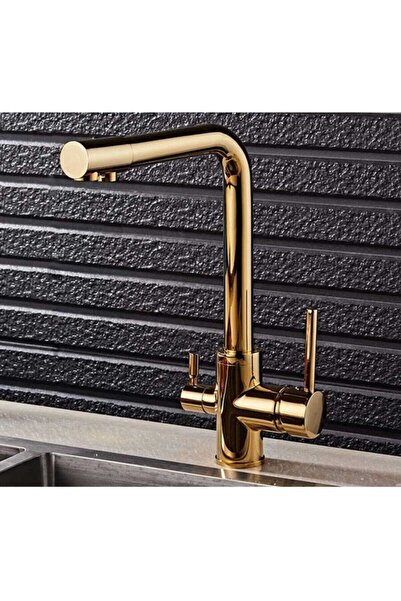 Flextail 3 Way Purification Faucet Gold Kitchen Sink with Gold Purification O...