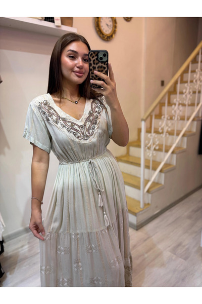 ROSSA Stone Embroidered Dress