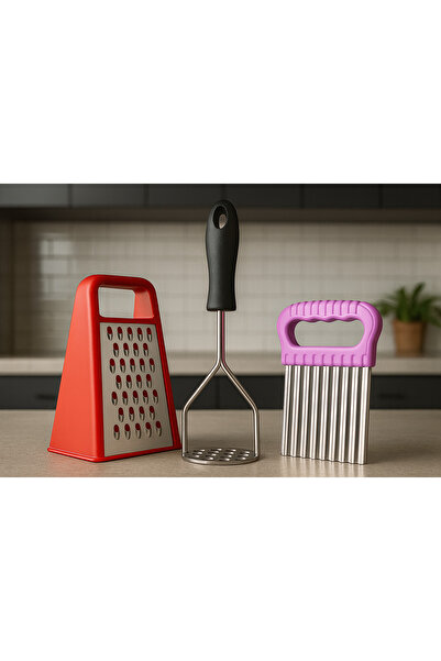 Metler مبشرة + مطحنة الفواكه والخضروات + مجموعة تقطيع متموجة |   أدوات مطبخ م...