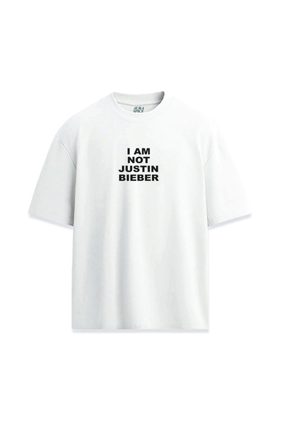 Darkia تي شيرت مريح مطبوع للجنسين بتصميم I Am Not Justin Bieber