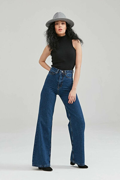 byhaziran butik Τζιν παντελόνι Ester Bol Paça Palazzo Model ελαστικό ύφασμα