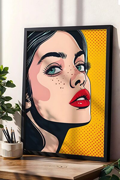 Saturn Pop Art Woman Portrait Framed Painting - Pop Art Poster Painting