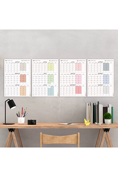 bi'aldım Üç Aylık Planlayıcı 2026 Duvar Takvimi Seti, 90 Günlük Planlama, 2026 Duvar Planlayıcı Takvim, Boho