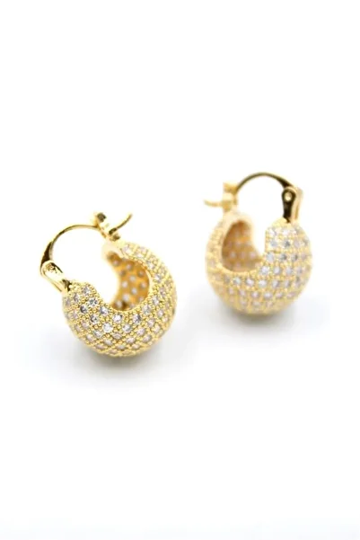 No8 Home Stone ball earrings - gold
