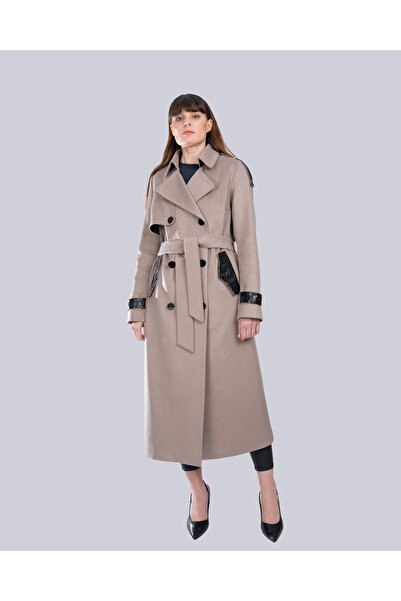 Banesco bej kaşmir deri detaylı