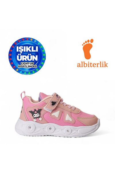 AlbiShoes Girl's Kuromi Figured Velcro Lighted Seasonal Winter Children's School Sneaker Sports Shoes
