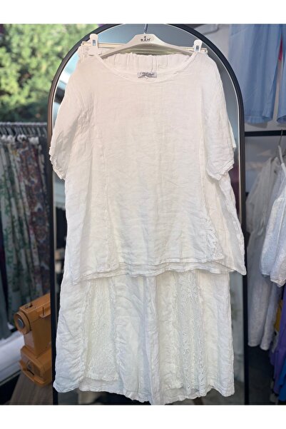 madameboutique İTALYAN HAM KETEN BLUZ PANON TAKIM