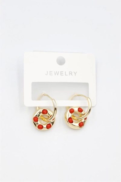 No8 Home Hoop Earrings - Red