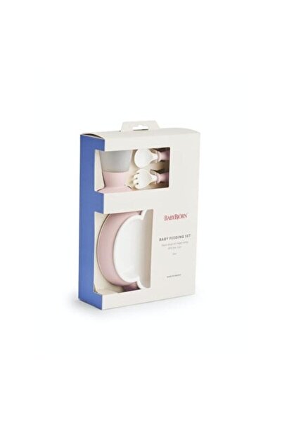 Babymoov Σετ για τάισμα: πιάτο, κουτάλι, πιρούνι και κύπελλο για μωρό, BabyBjorn, Ροζ Πούδρα