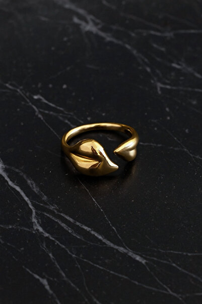 The Collection Vip Women's Minimal Modern Heart Detailed Adjustable Gold Ring
