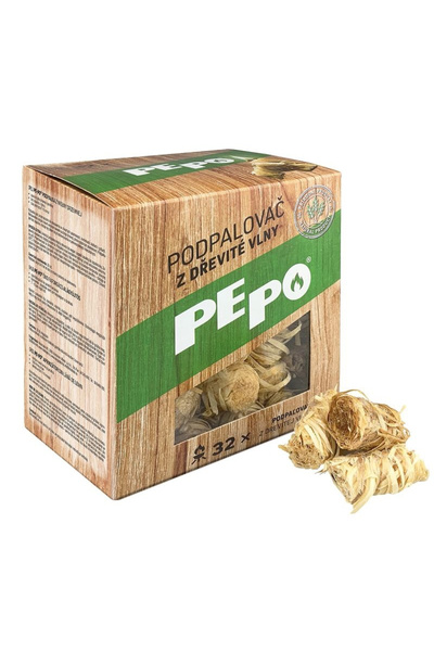 SGTT Brichete ecologice pentru aprinderea grătarelor, șemineelor, sobelor, vată de lemn PePo, 32 buc/cutie