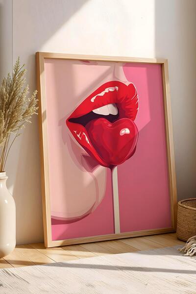 Saturn Tablou cu ruj și inimă acadele în rame - Poster Pop Art