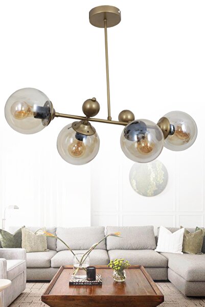 Taşcan Aydınlatma Tuana 4 Lü Eskitme Avize Bal Camlı Yatak Odası Mutfak Salon...