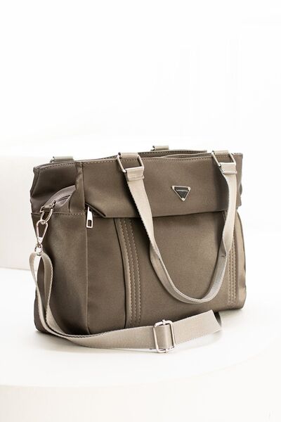 Çanta Trend Women's Pilatin Anthracite Gray Color Satin Fabric 5 Compartment Adjustable Cross Strap Hand and Shoulder Bag