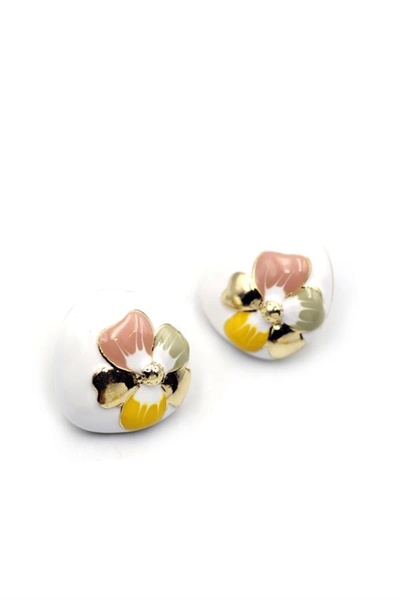 No8 Home Enameled Flower Earrings - Multicolor