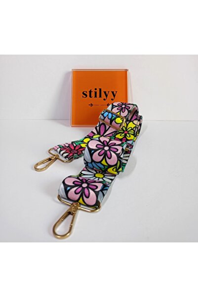 stilyy حزام حقيبة بتفاصيل زهرة وردية