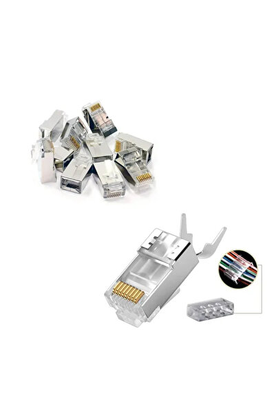Rabelix Online Marketing 2 Adet EZ-RJ45 Açık Uçlu Metal Soket Cat7 Ethernet Internet Modem Kablosu Soketi Network Uç