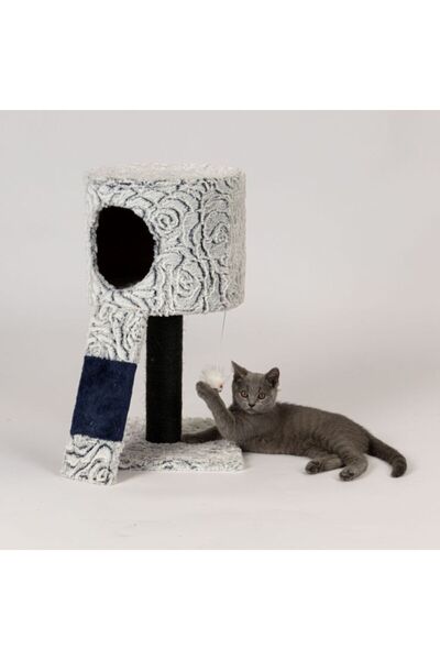 SMARTIC Cat Play Center with Suspended House, Scratching Space, 2 Levels, Smartic, Gray