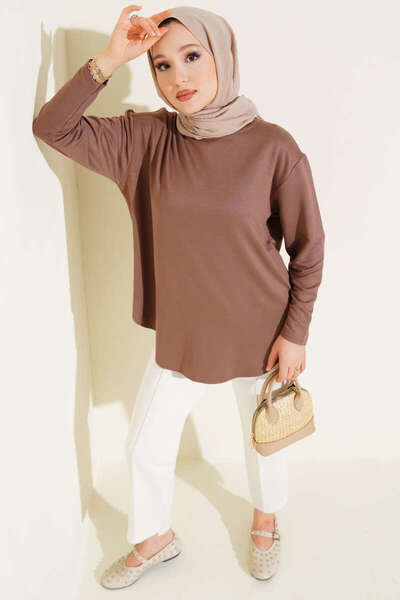 Smy moda Basic Bottom Seamless Solid Color Long Sleeve Tunic