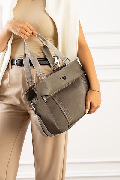 Çanta Trend Women's Pilatin Anthracite Gray Color Satin Fabric 5 Compartment Adjustable Cross Strap Hand and Shoulder Bag