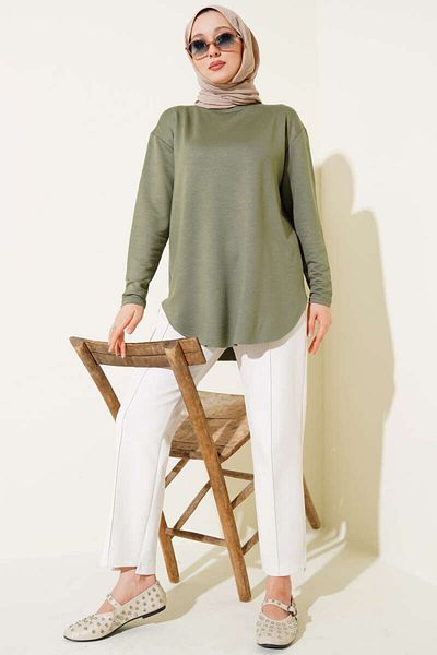 Smymoda Basic Bottom Seamless Solid Color Long Sleeve Tunic