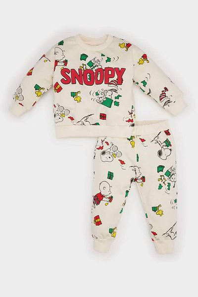 DeFacto 2 Pack Snoopy Ecru Baby Boy Sweatshirt D6306A5/Er233