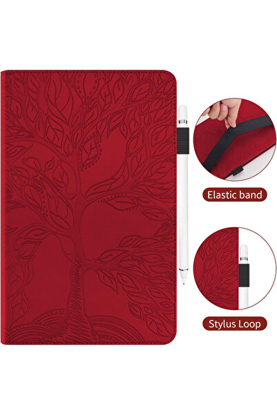 OEM Samsung Galaxy Tab A8 10.5 inch 2021 (SM-X200/X205/X207) PU leather case, red Tree of Life