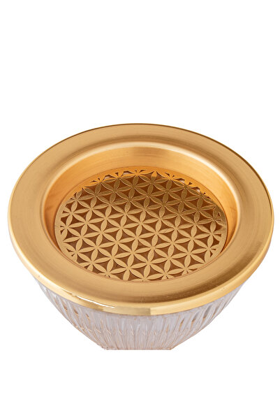 Byblos Crystal incense burner with a metal base, suitable for occasions and large halls, size (28*19) cm