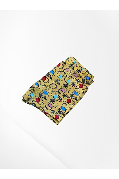 Pajama Shop Boy's 100% Cotton Yellow Color Elephant Patterned Network Part Stitched Undershirt Boxer Set