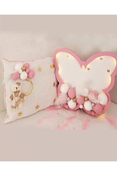 Çemrek Süs Parti Kelebek Kapı Süsü ve Takı Yastığı Kız Bebek kapı süsü