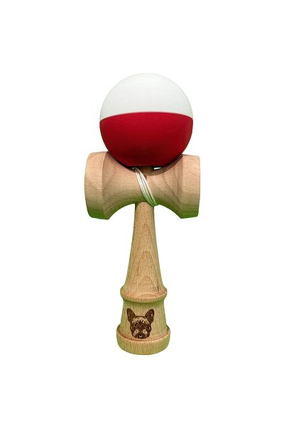 Kendama Interactive Wooden Toy 18 cm, Skill Game for Children and Adults, White Red
