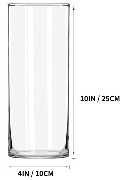 Home Zone 3 Pack Clear Glass Cylinder Vases, Table Flowers Vase, for Home & Wedding Decorations (10x25cm)