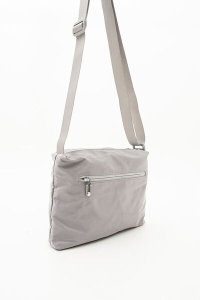 Çanta Trend Women's Multi-Eye Waterproof Crinkle Fabric Light Gray Color Adjustable Cross Strap Shoulder Bag