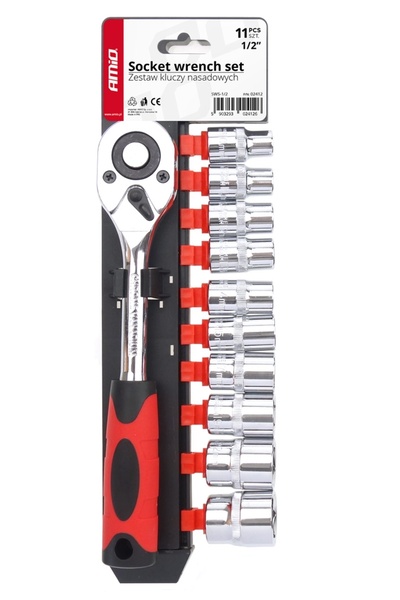 AMIO Set de 11 piese, cheie cu clichet de 1/2, capete de chei tubulare, 10-24...