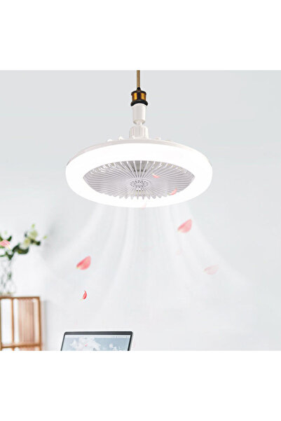 Tradeo مصباح LED معلق على شكل مروحة، مصباح دوار عالمي E27، متوافق مع العلاج بالروائح، أبيض