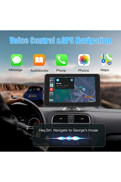Tradeo 7" Car Display with Wireless CarPlay & Android Auto, Navigation, Screen Mirroring, Touchscreen