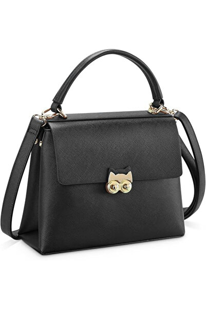 OEM Geantă elegantă din piele PU neagră cu curea de umăr reglabilă 20x25x10 cm