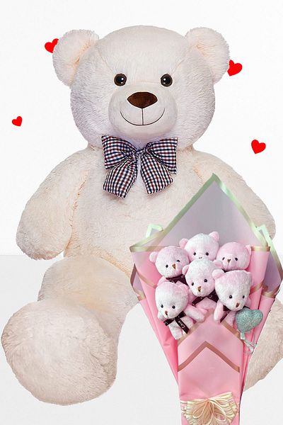 Sole Toy 90 cm Plush Bear with Pink Concept Romantic Plush Teddy Bear Bouquet Gift for Girlfriend