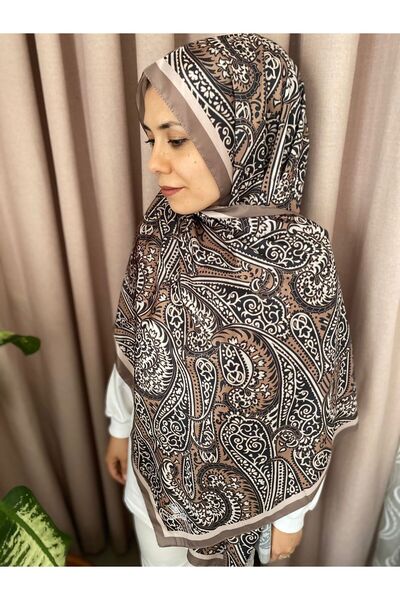 MODA Mineleşarp شال من قماش الفوال الحريري ذو اللون الكراميل بنمط عرقي