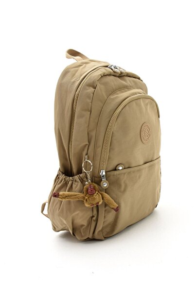 Çanta Trend Unisex Water Resistant Crinkle Fabric Multi-Eye Large Size Beige Color School and Backpack