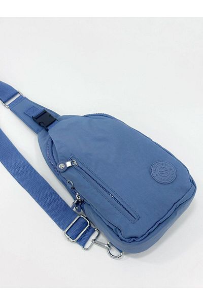 Çanta Trend Women's Crinkle Fabric Water Resistant Cross Strap Blue Color Bag