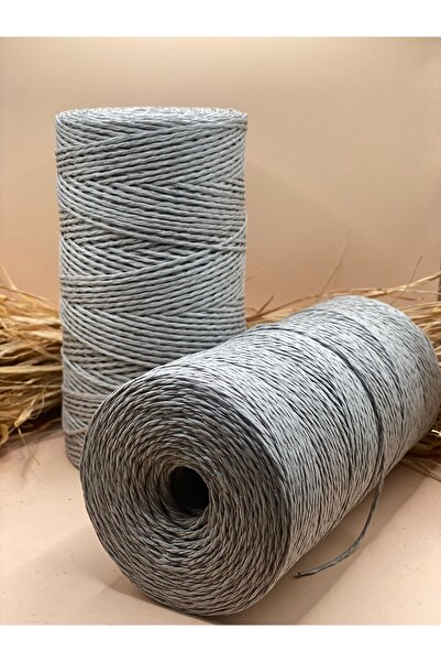 Fiolimore 2'Li Premium Doğal Kağıt İp (400 Gram 500 Metre) Gri Renk Çanta Supla Paketleme Hasır İp