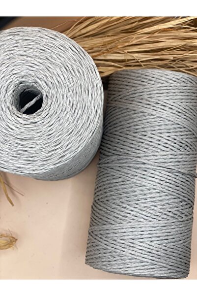 Fiolimore 2'Li Premium Doğal Kağıt İp (400 Gram 500 Metre) Gri Renk Çanta Supla Paketleme Hasır İp